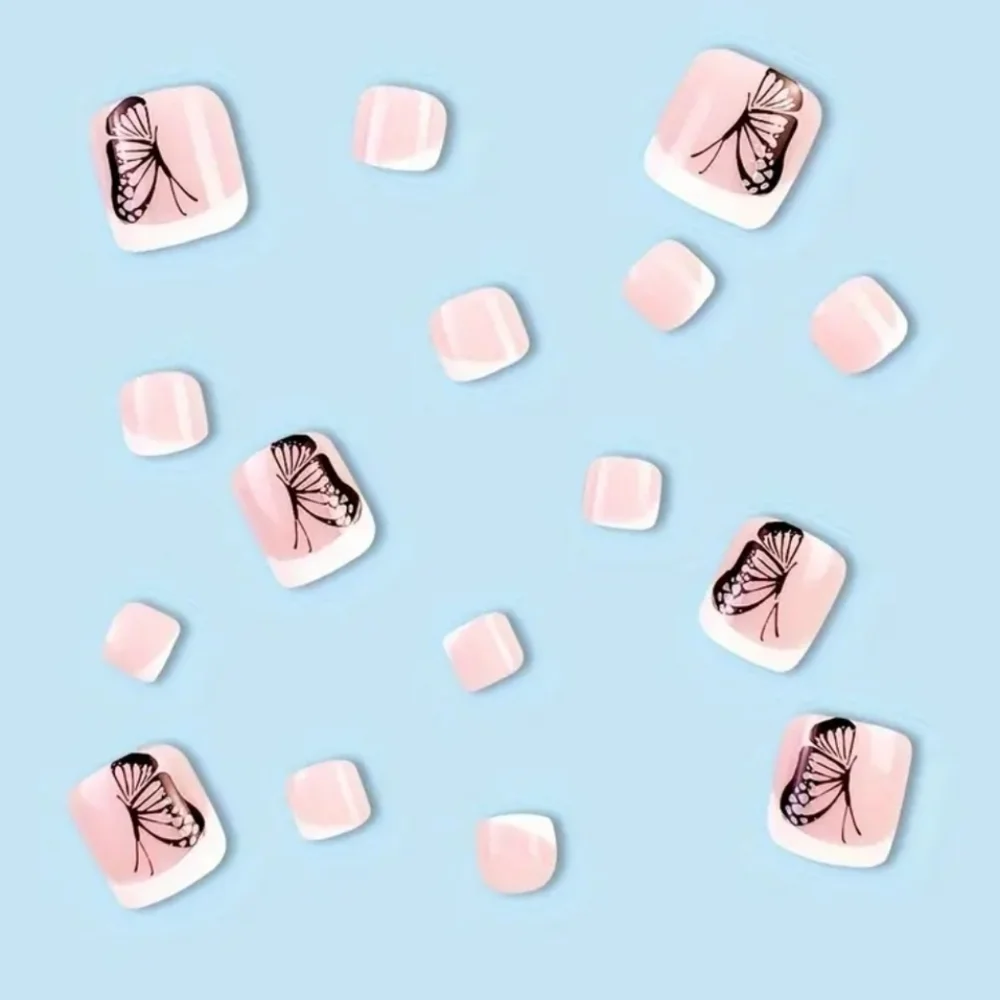 24 Pieces Fake Toe Press On Nails